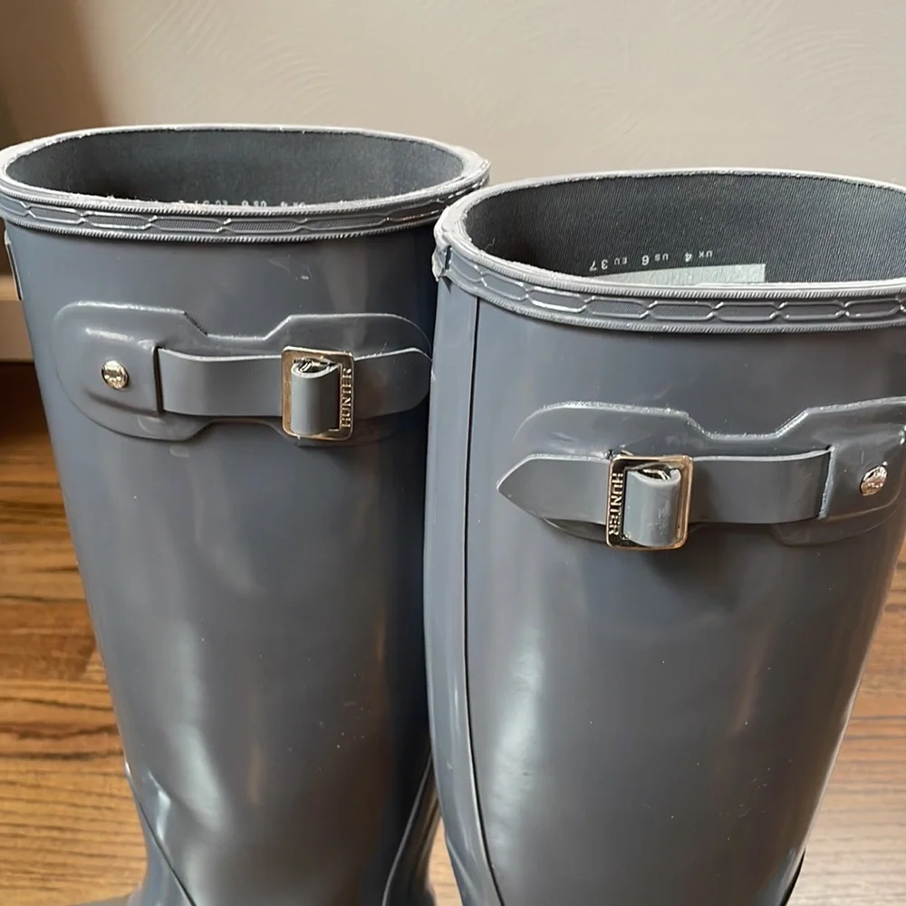 Hunter Womens Boots - Tall Gray Glossy - Picture 6 of 6